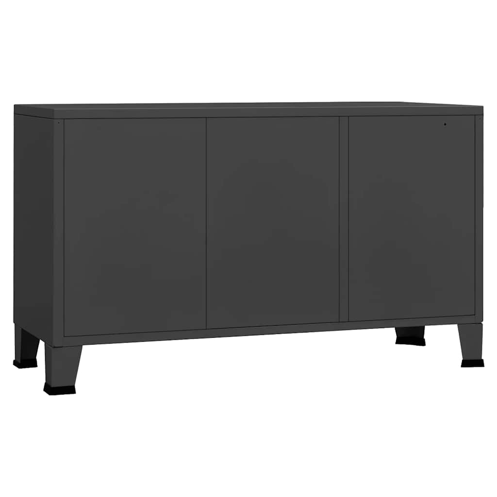 Buffet industriel Anthracite 105x35x62 cm Métal et verre