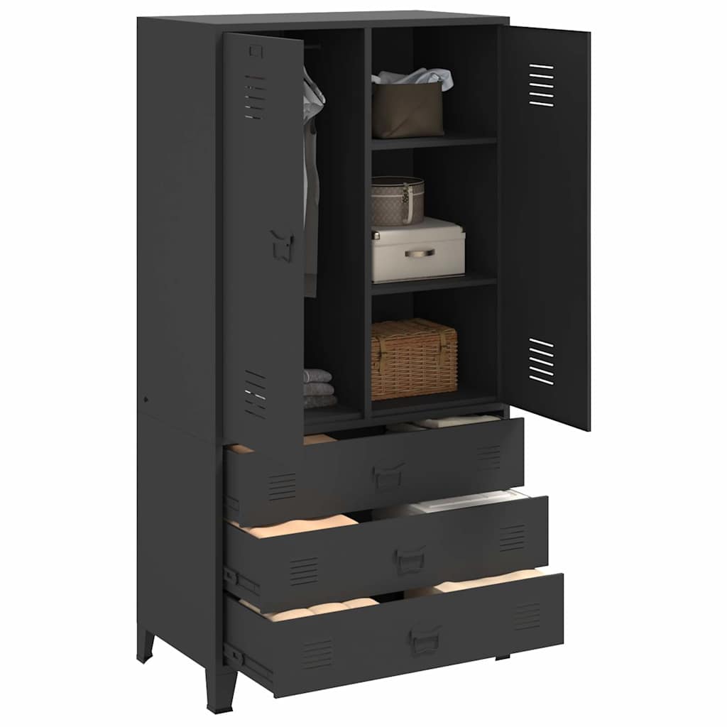 Garde-robe industrielle Noir 90x50x180 cm Métal - XIOS