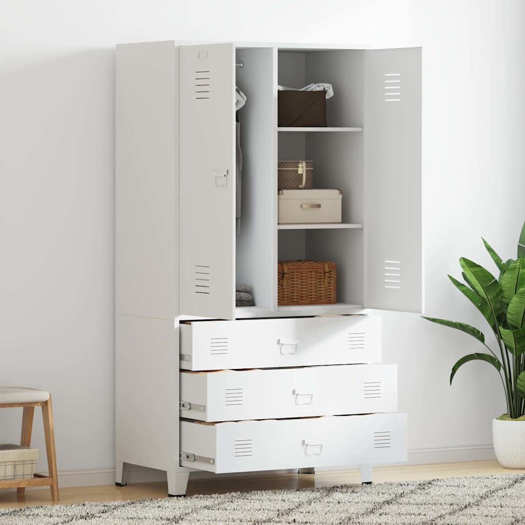 Garde-robe Blanc 90x50x180 cm Métal