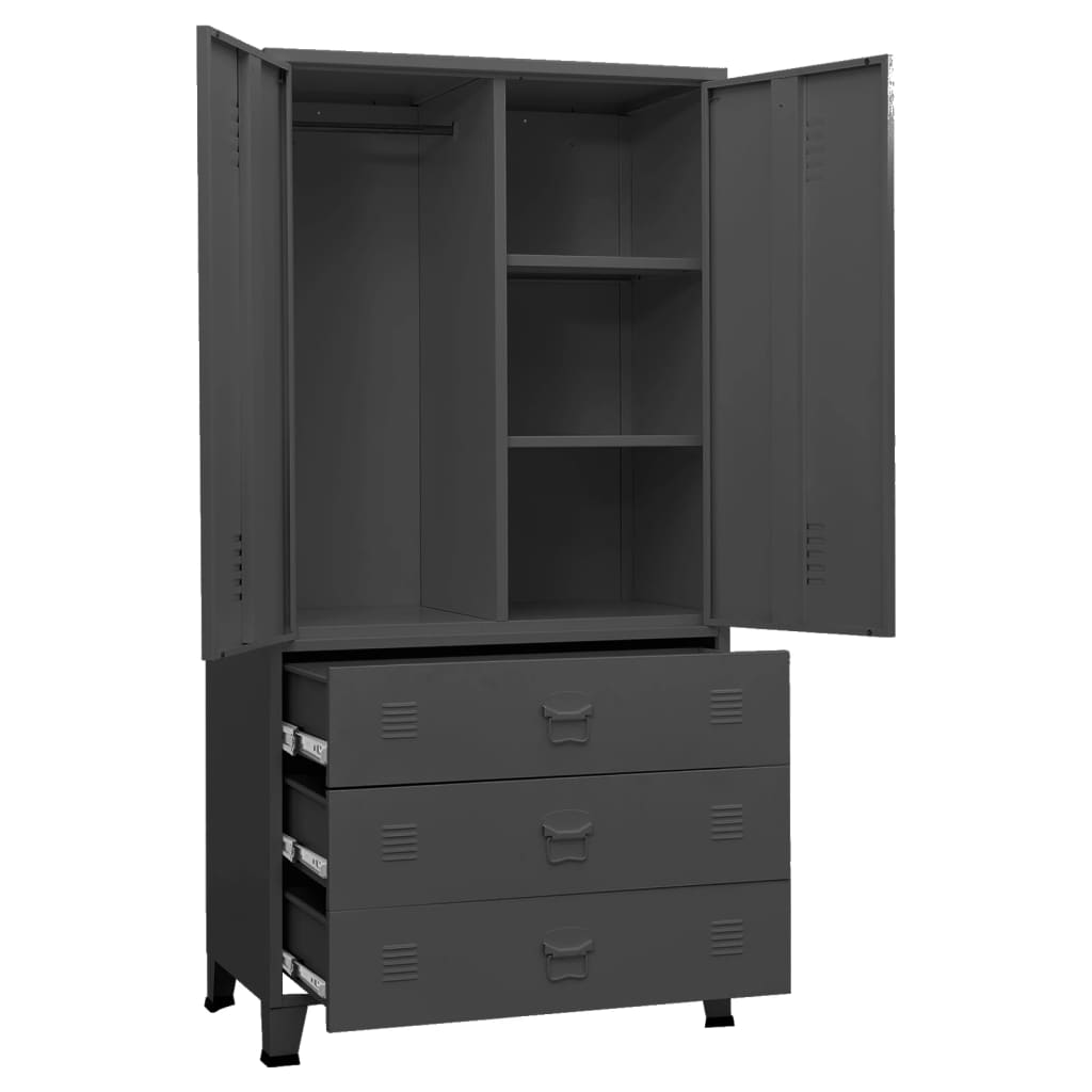 Garde-robe industrielle Anthracite 90x50x180 cm Métal - XIOS