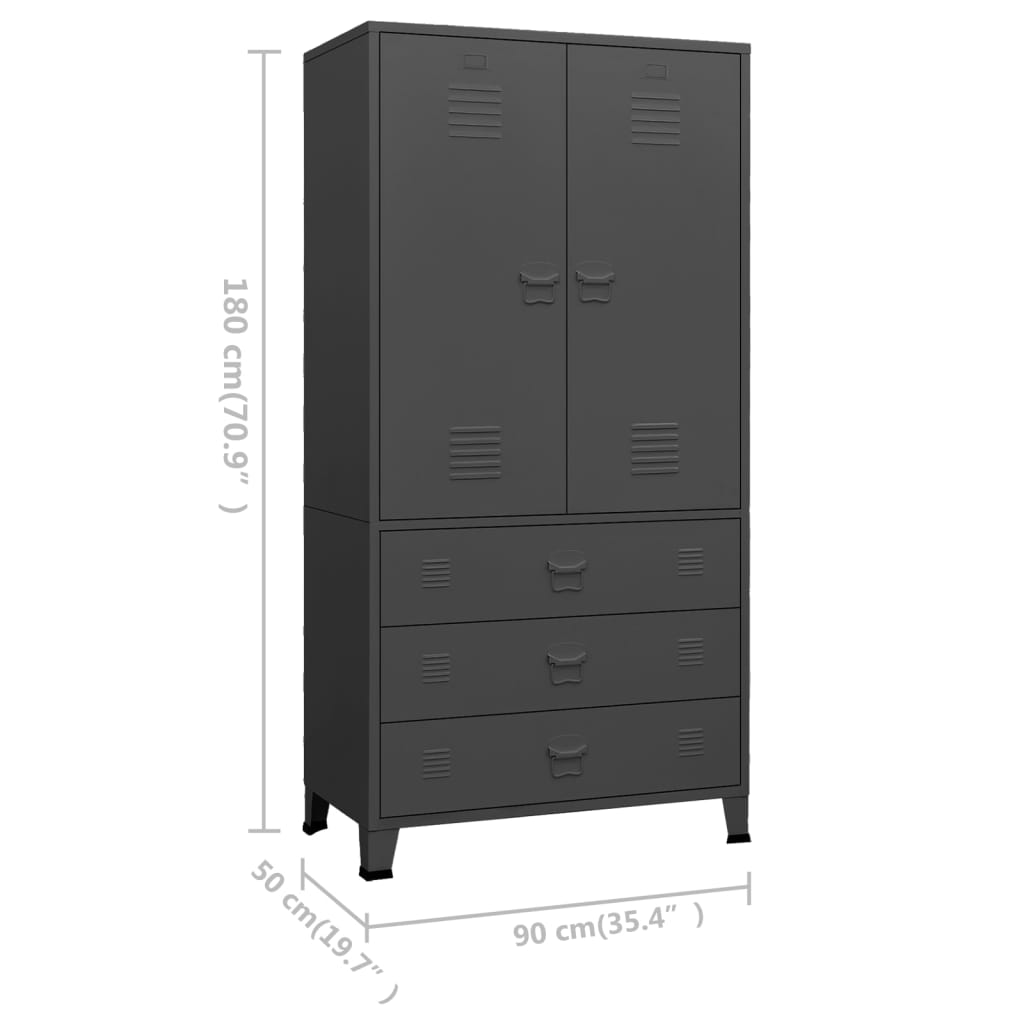 Garde-robe industrielle Anthracite 90x50x180 cm Métal - XIOS
