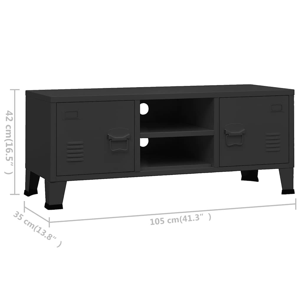 Meuble TV industriel Noir 105x35x42 cm Métal - XIOS