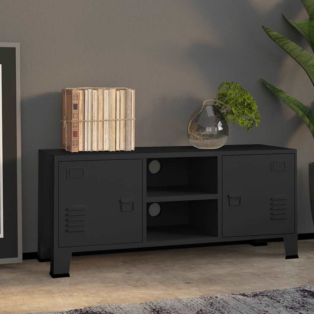 Meuble TV industriel Noir 105x35x42 cm Métal - XIOS
