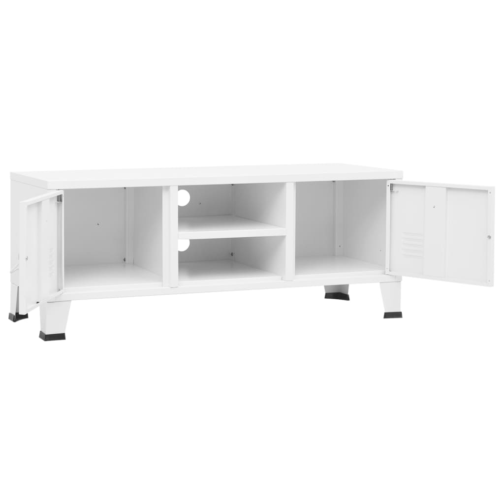 Meuble TV industriel Blanc 105x35x42 cm Métal - XIOS