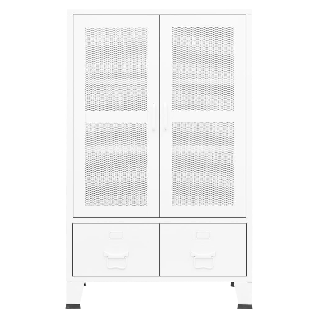 Coffre de rangement industriel Blanc 70x40x115 cm Métal