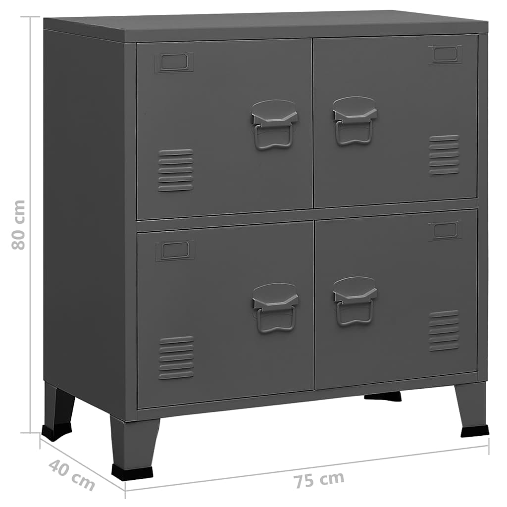 Coffre de rangement industriel Anthracite 75x40x80 cm Acier - XIOS