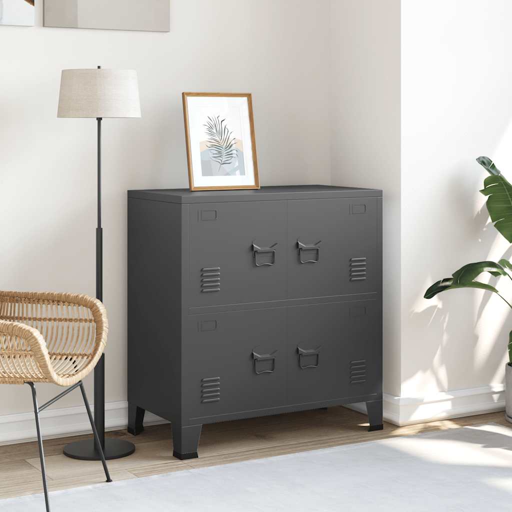 Coffre de rangement industriel Anthracite 75x40x80 cm Acier - XIOS