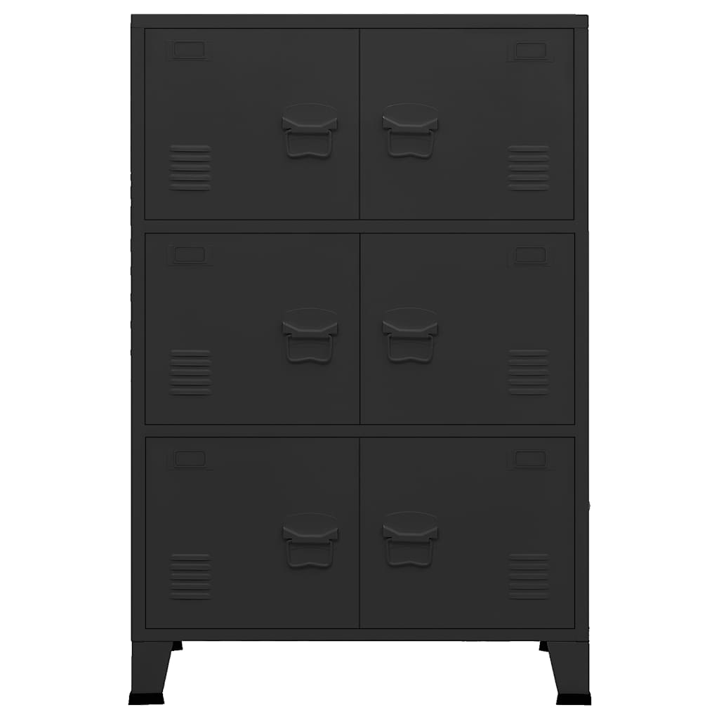Coffre de rangement industriel Noir 75x40x115 cm Métal