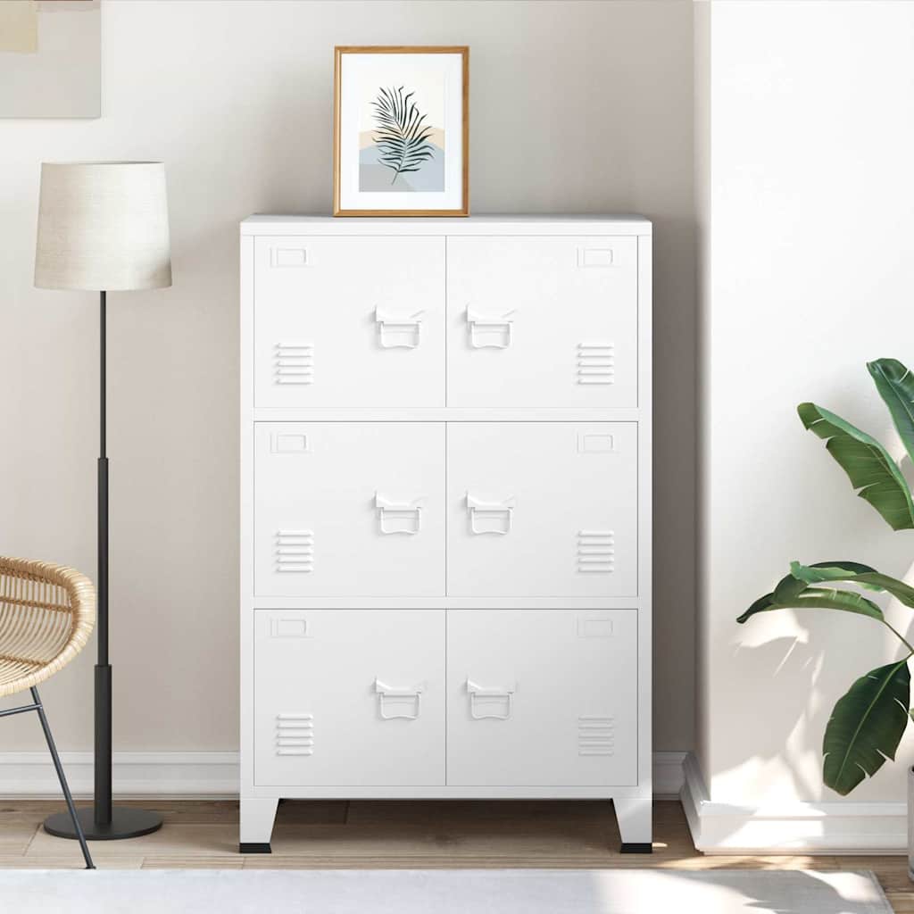 Coffre de rangement industriel Blanc 75x40x115 cm Métal - XIOS