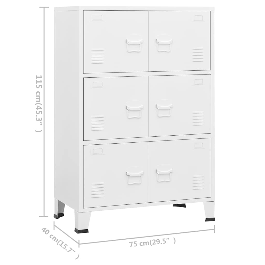 Coffre de rangement industriel Blanc 75x40x115 cm Métal - XIOS