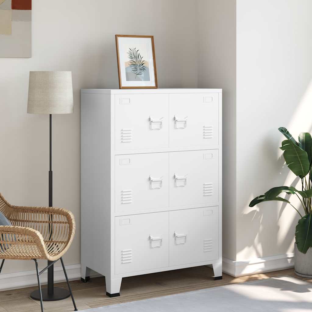 Coffre de rangement industriel Blanc 75x40x115 cm Métal - XIOS