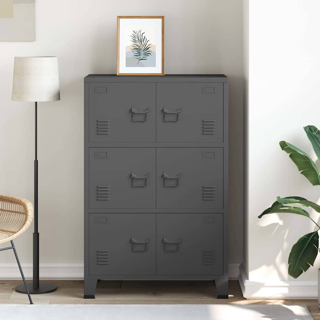 Coffre de rangement industriel Anthracite 75x40x115 cm Métal - XIOS