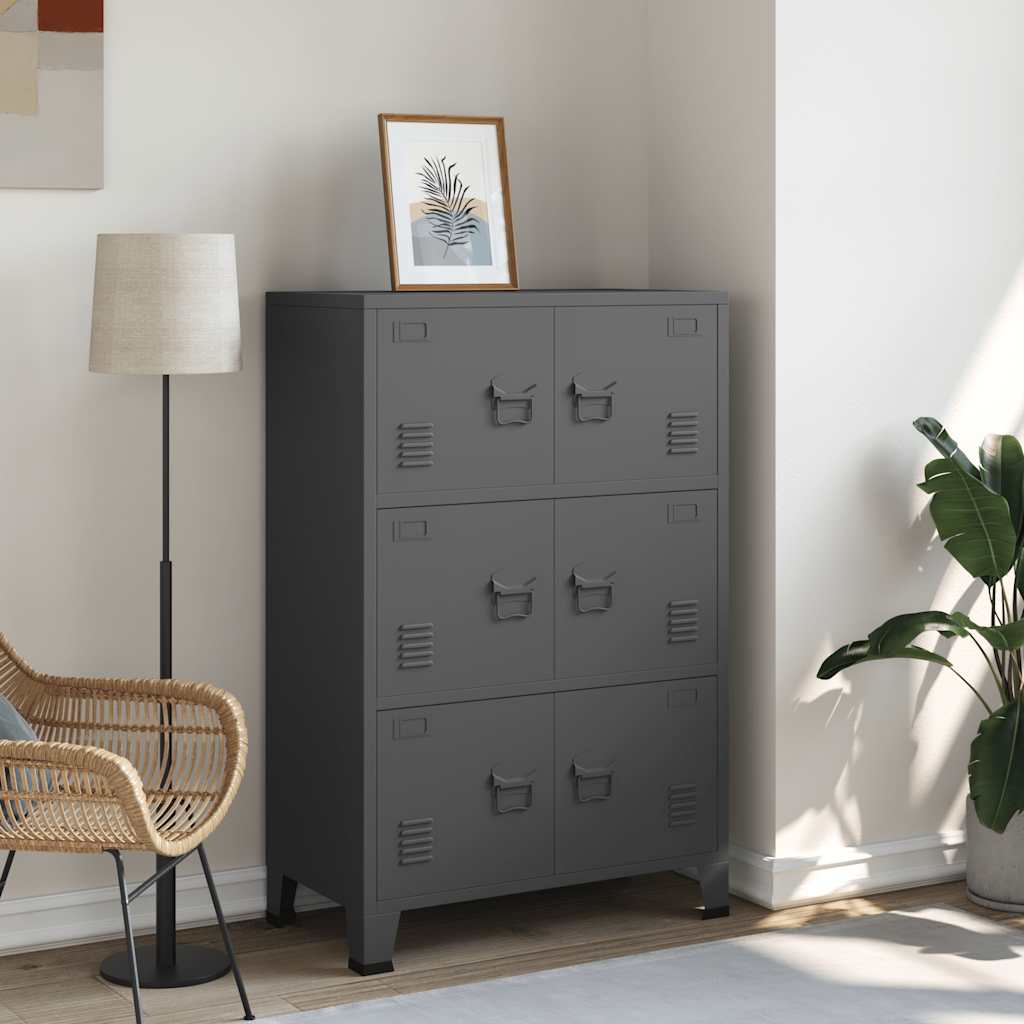 Coffre de rangement industriel Anthracite 75x40x115 cm Métal - XIOS