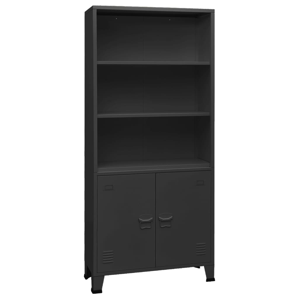 Bibliothèque industrielle Anthracite 80x32x180 cm Acier - XIOS