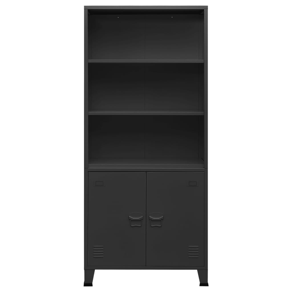 Bibliothèque industrielle Anthracite 80x32x180 cm Acier - XIOS