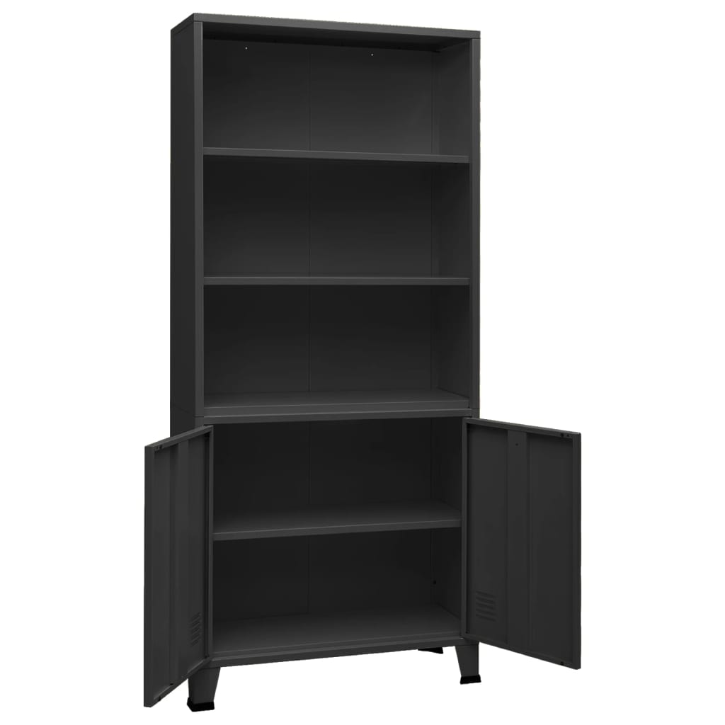 Bibliothèque industrielle Anthracite 80x32x180 cm Acier - XIOS