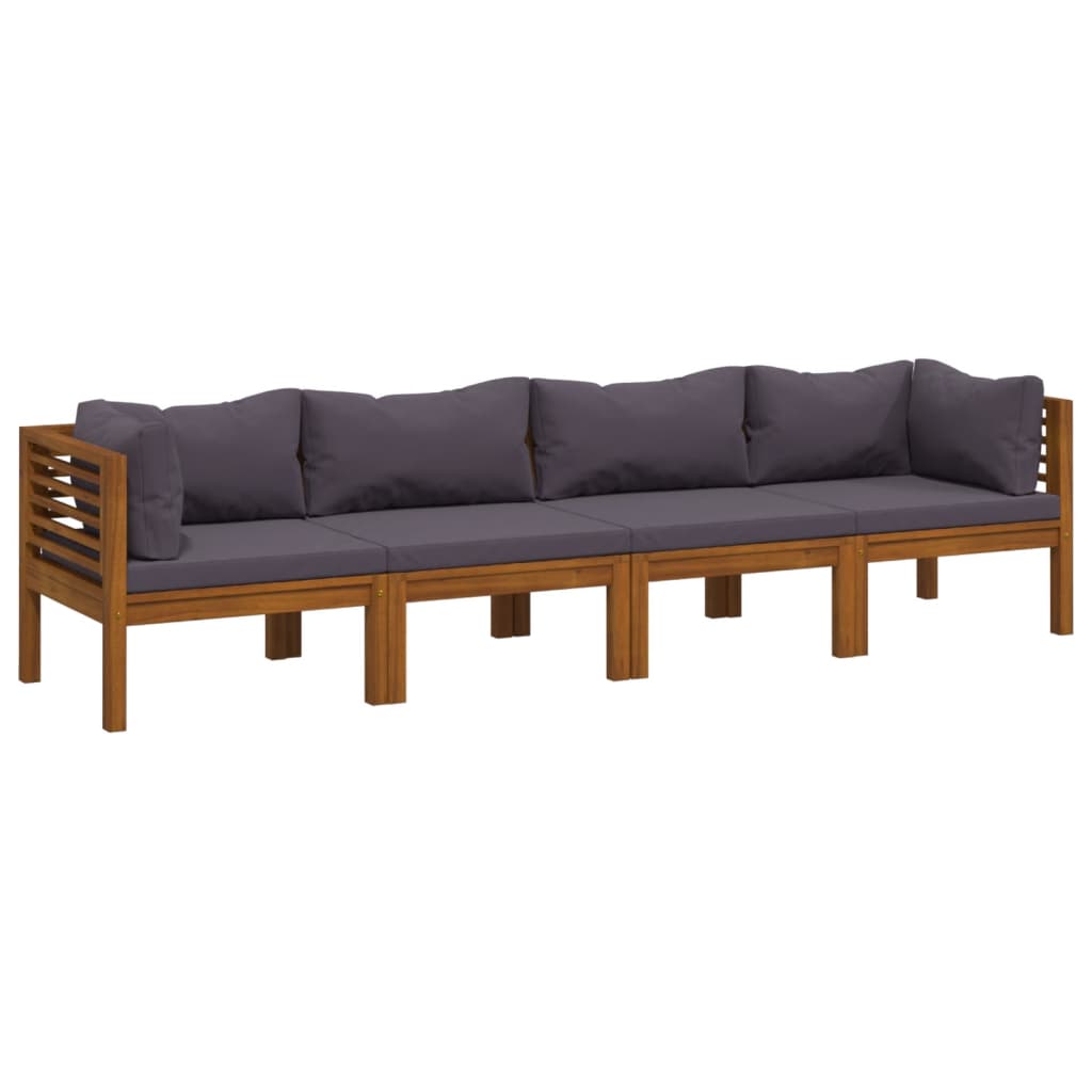 Canapé de jardin à 4 places avec coussin Bois d'acacia massif