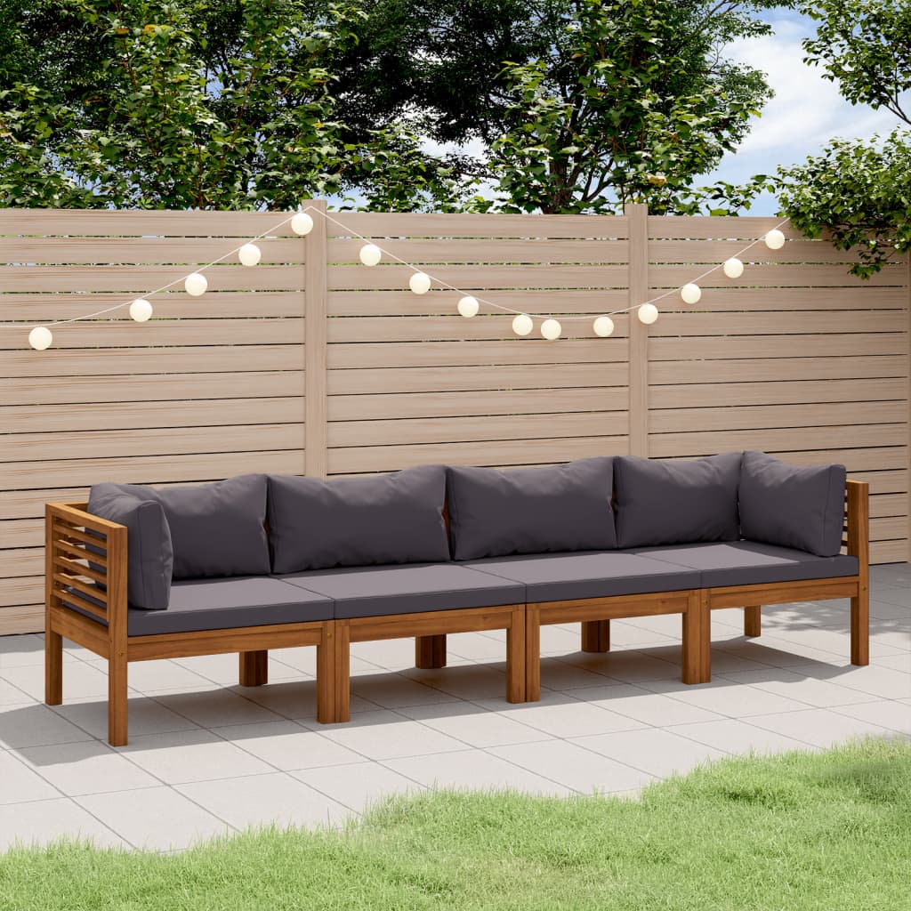 Canapé de jardin à 4 places avec coussin Bois d'acacia massif
