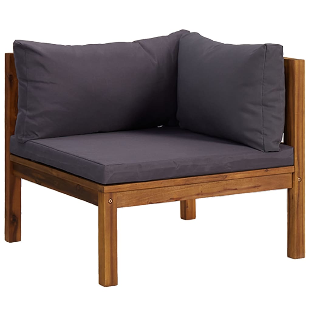 Salon de jardin 3 pcs avec coussin Bois d'acacia solide