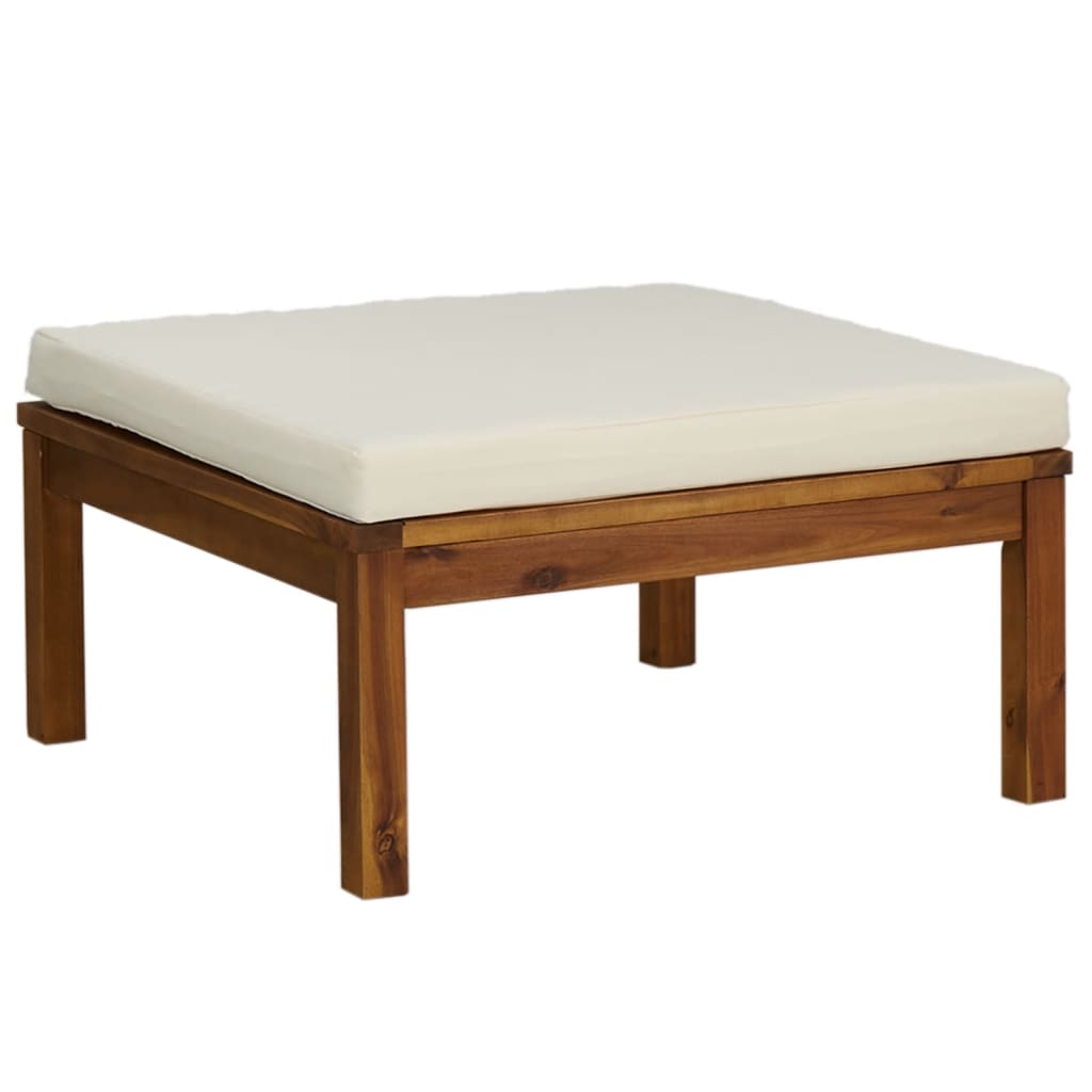 Salon de jardin 5 pcs avec coussin crème Bois d'acacia solide