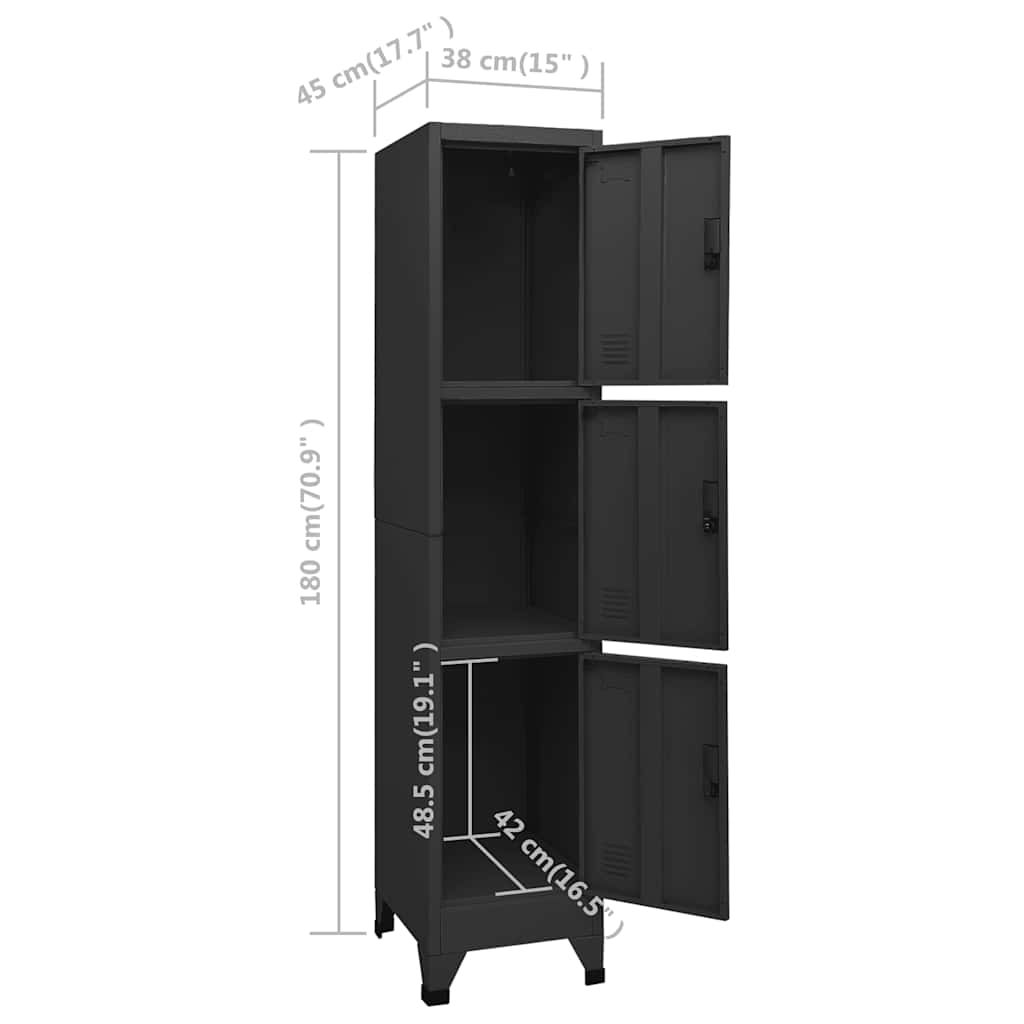 Armoire à casiers Noir 38x45x180 cm Acier - XIOS