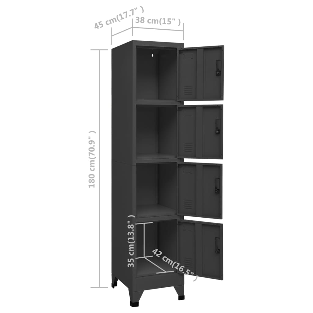Armoire à casiers Anthracite 38x45x180 cm Acier - XIOS