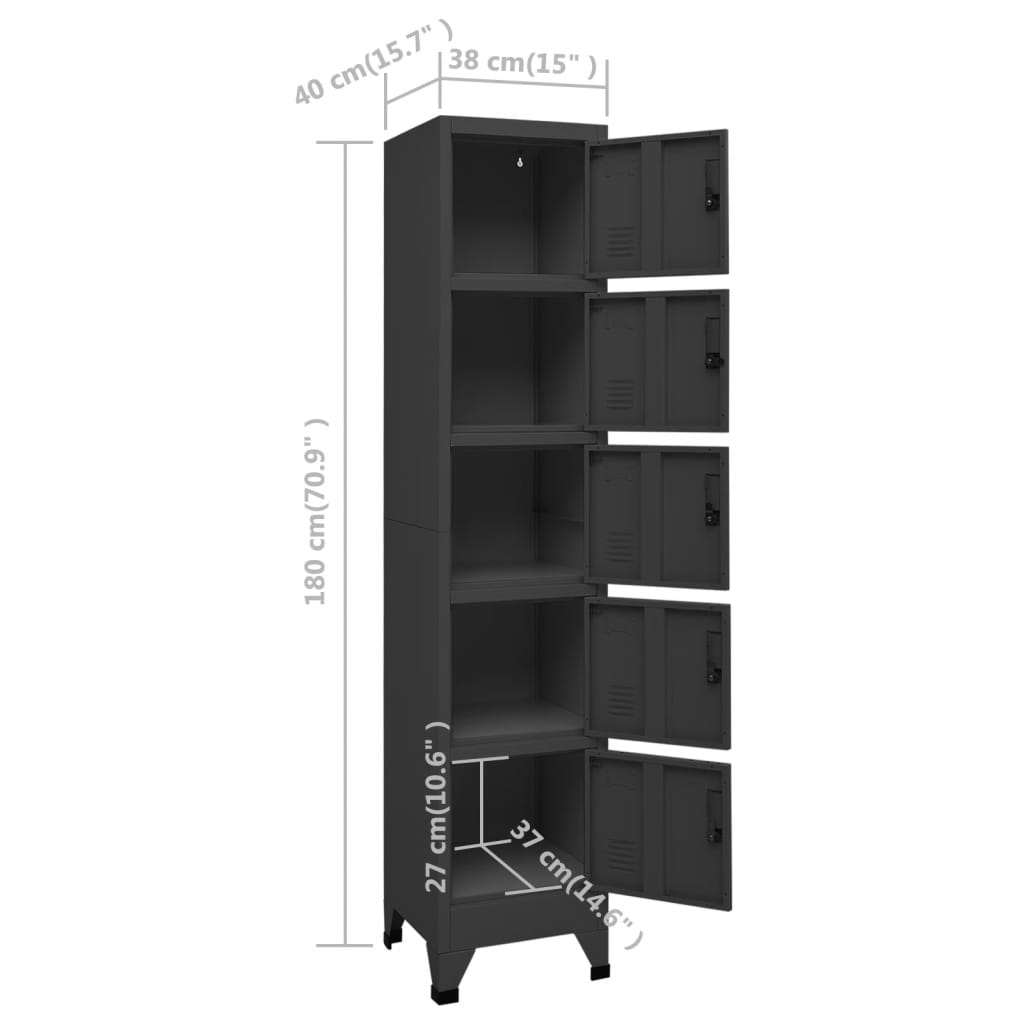 Armoire à casiers Anthracite 38x40x180 cm Acier - XIOS