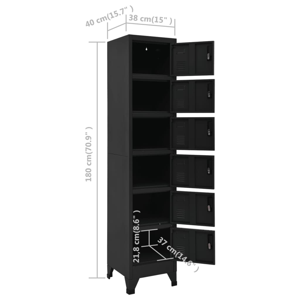 Armoire à casiers Noir 38x40x180 cm Acier