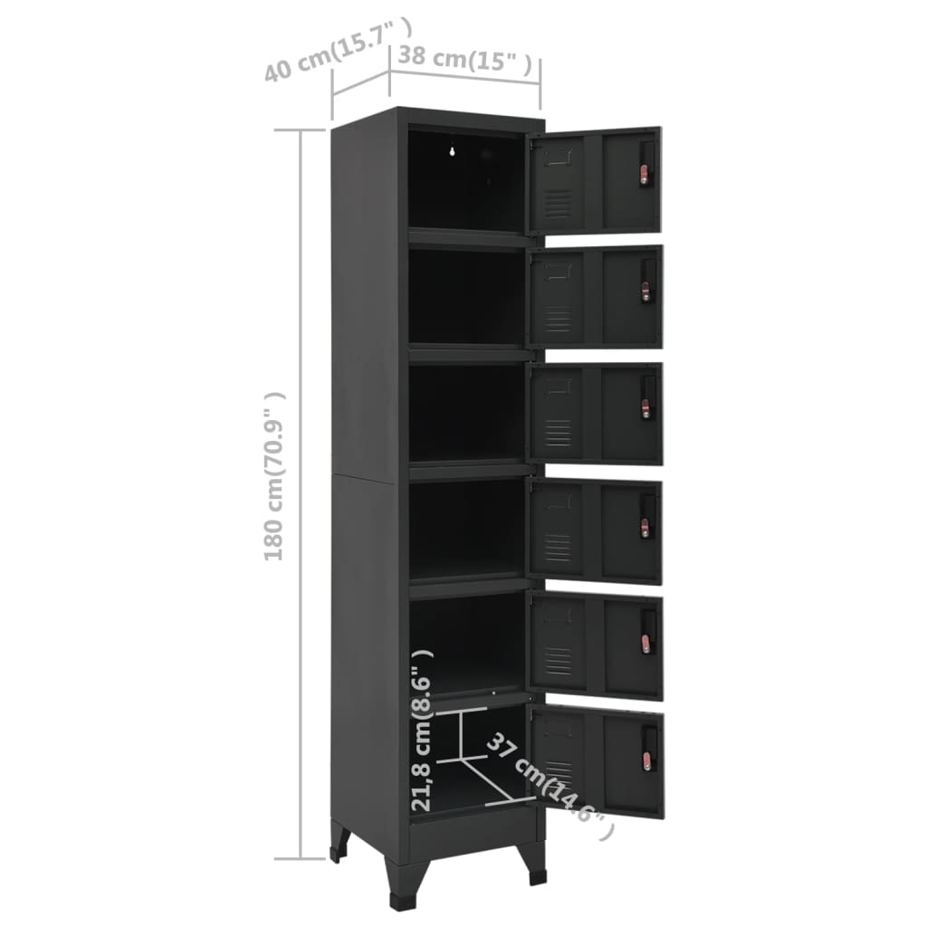 Armoire à casiers Anthracite 38x40x180 cm Acier - XIOS