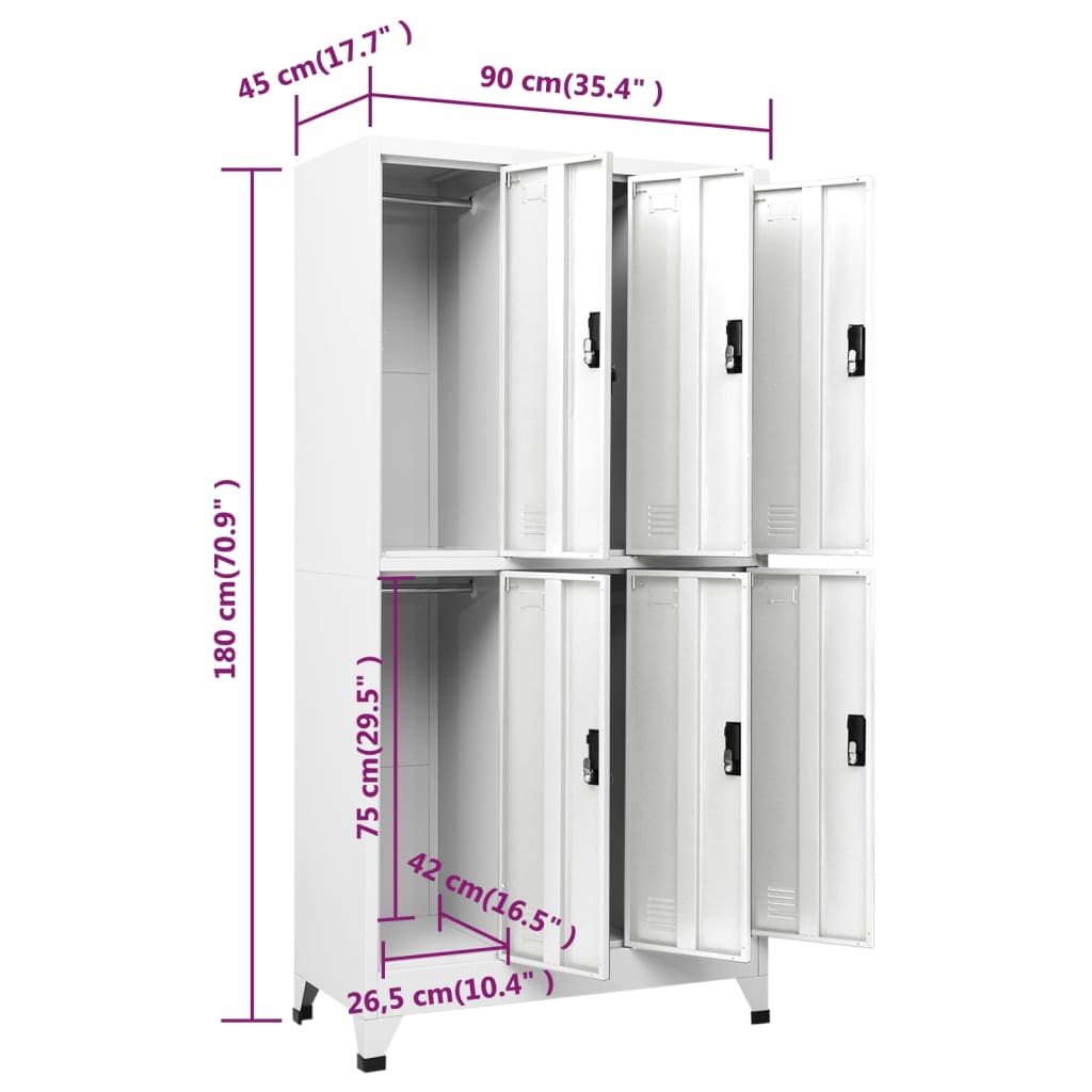 Armoire à casiers Blanc 90x45x180 cm Acier - XIOS