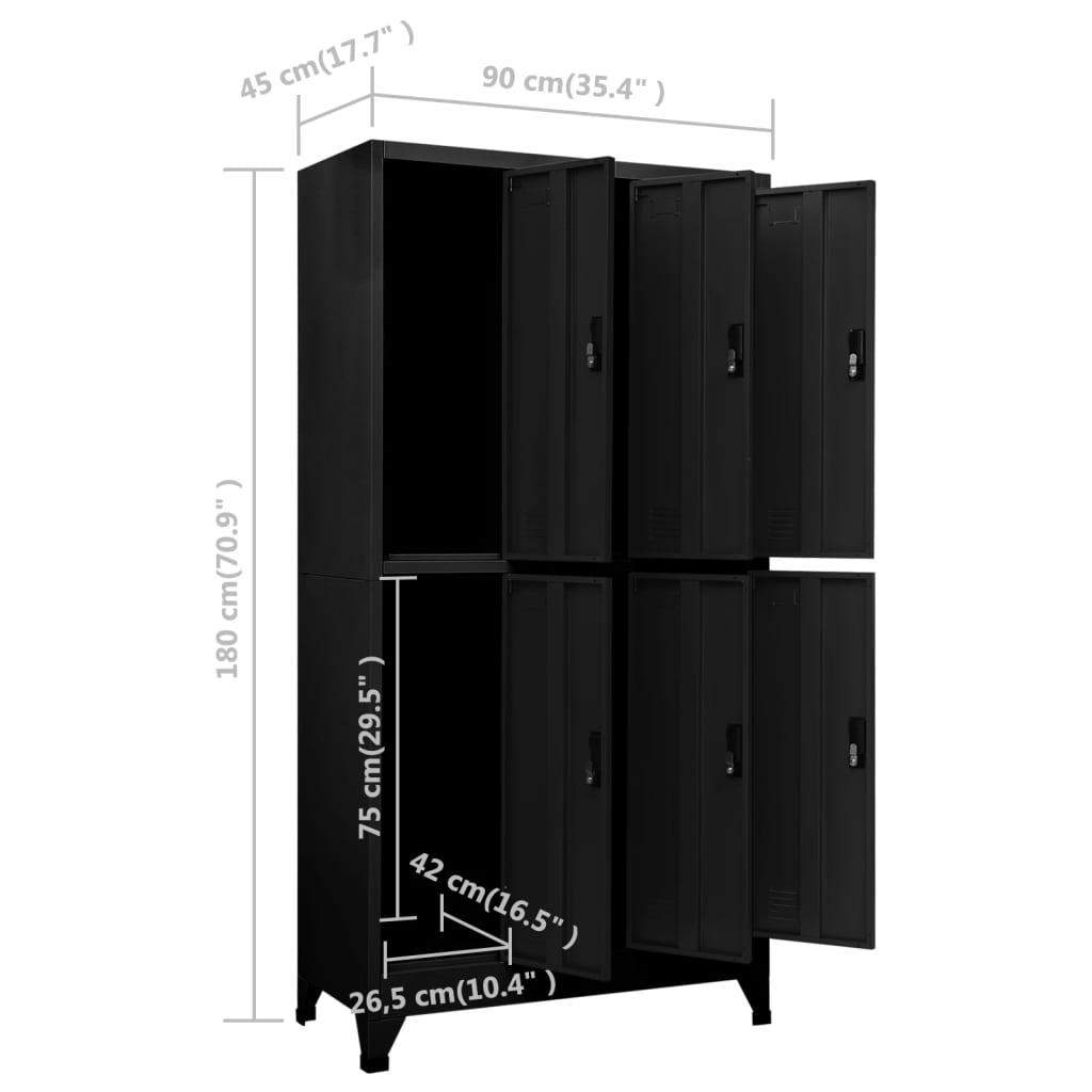 Armoire à casiers Noir 90x45x180 cm Acier - XIOS