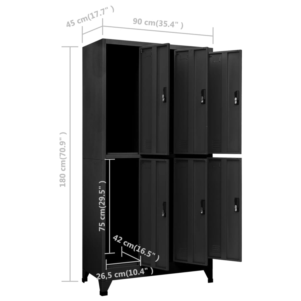 Armoire à casiers Anthracite 90x45x180 cm Acier - XIOS