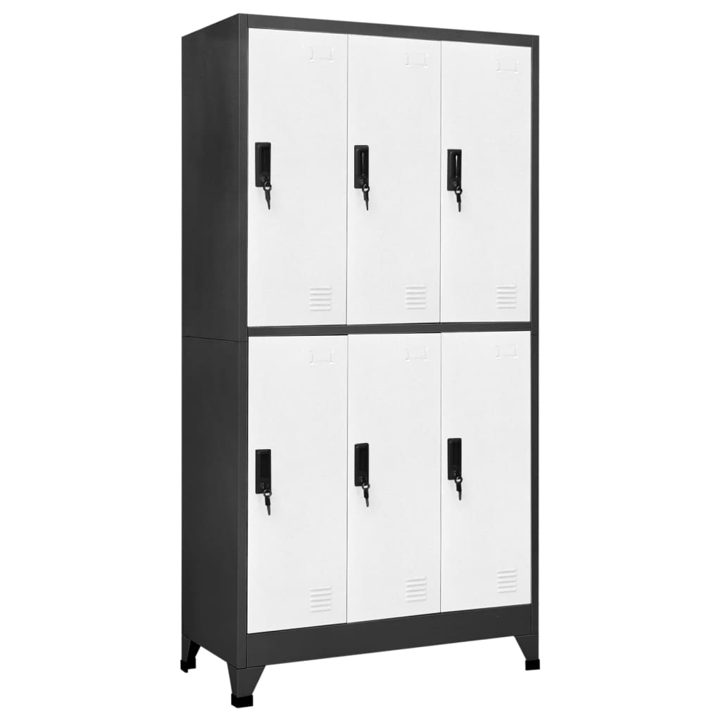 Armoire à casiers Anthracite et blanc 90x45x180 cm Acier - XIOS