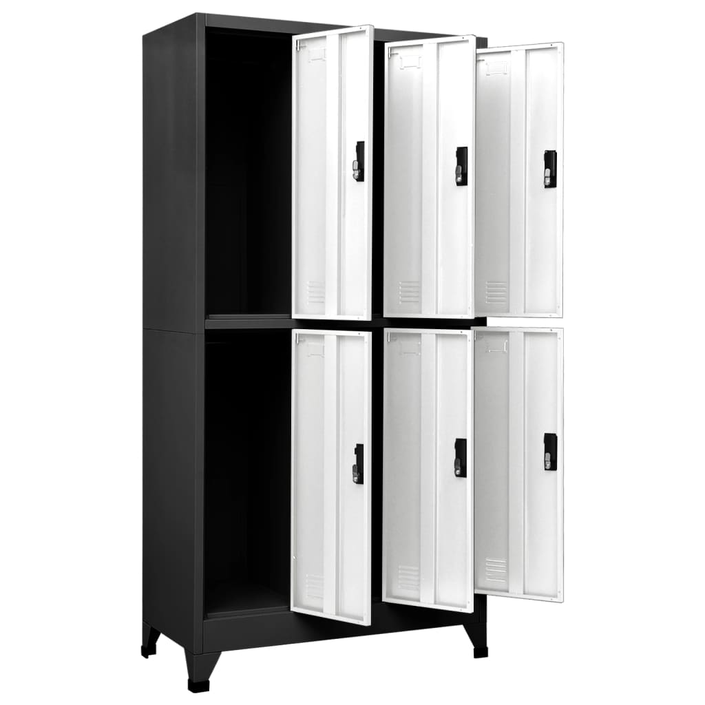 Armoire à casiers Anthracite et blanc 90x45x180 cm Acier - XIOS