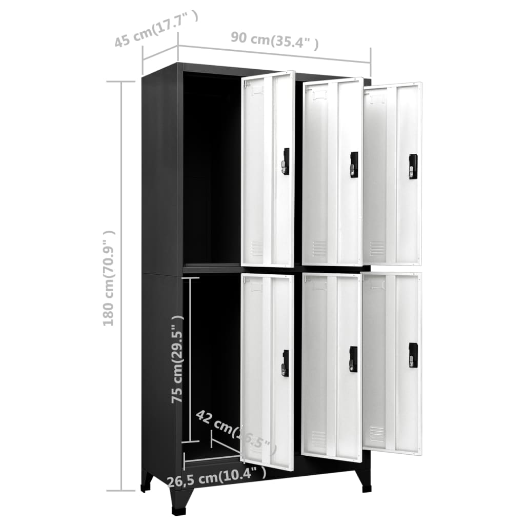 Armoire à casiers Anthracite et blanc 90x45x180 cm Acier - XIOS