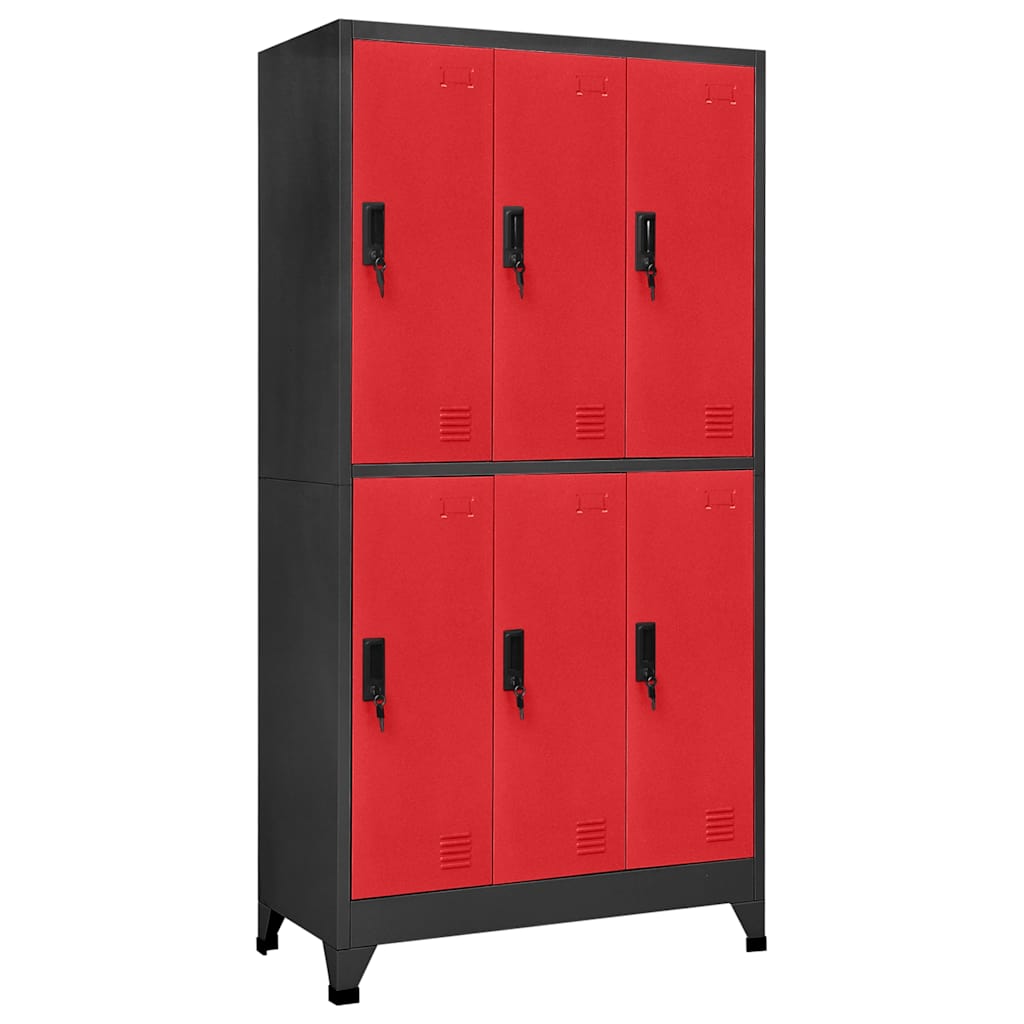 Armoire à casiers Anthracite et rouge 90x45x180 cm Acier - XIOS