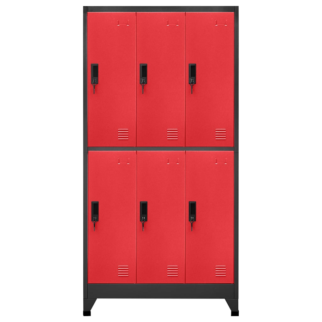 Armoire à casiers Anthracite et rouge 90x45x180 cm Acier - XIOS
