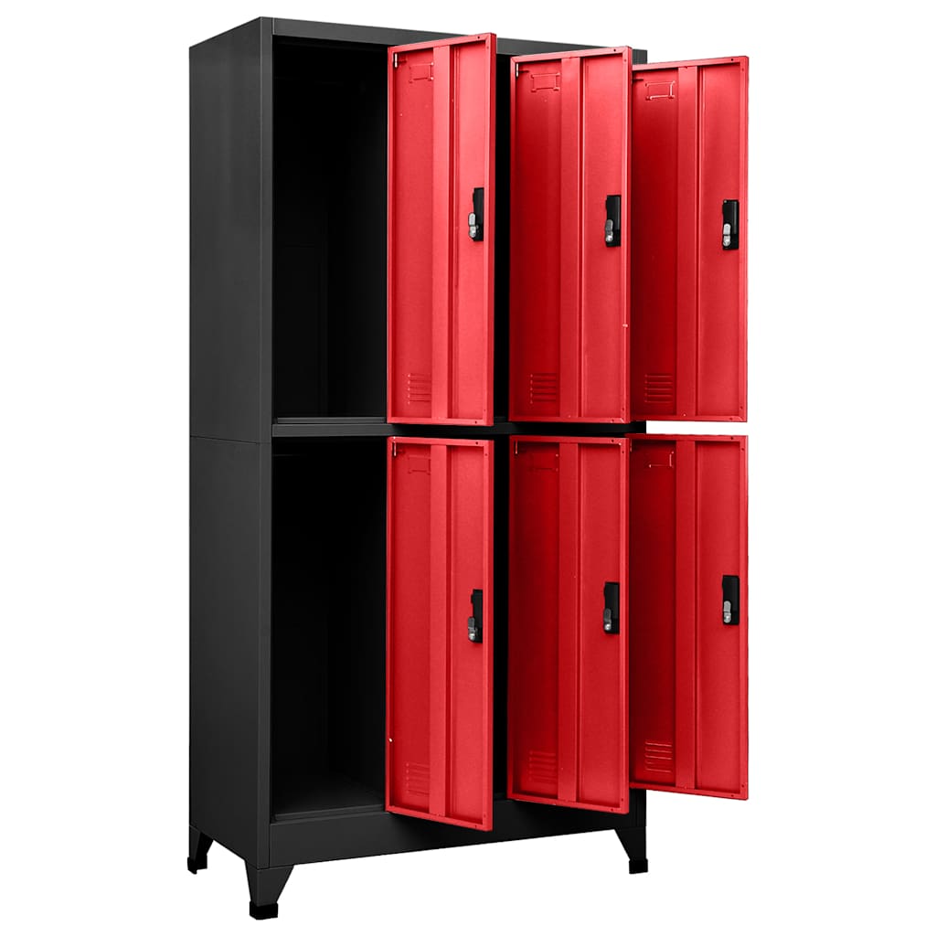 Armoire à casiers Anthracite et rouge 90x45x180 cm Acier - XIOS