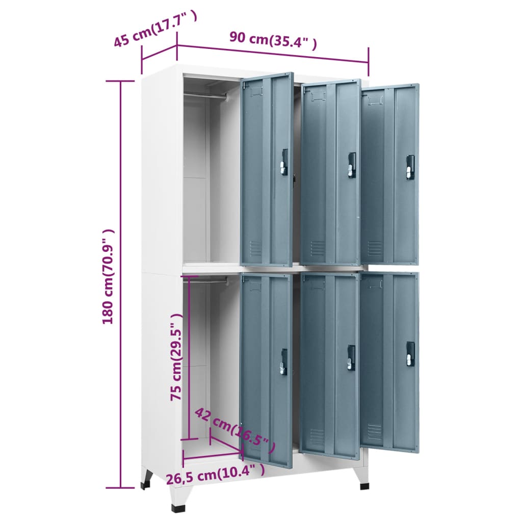 Armoire à casiers Gris clair et gris foncé 90x45x180 cm Acier - XIOS