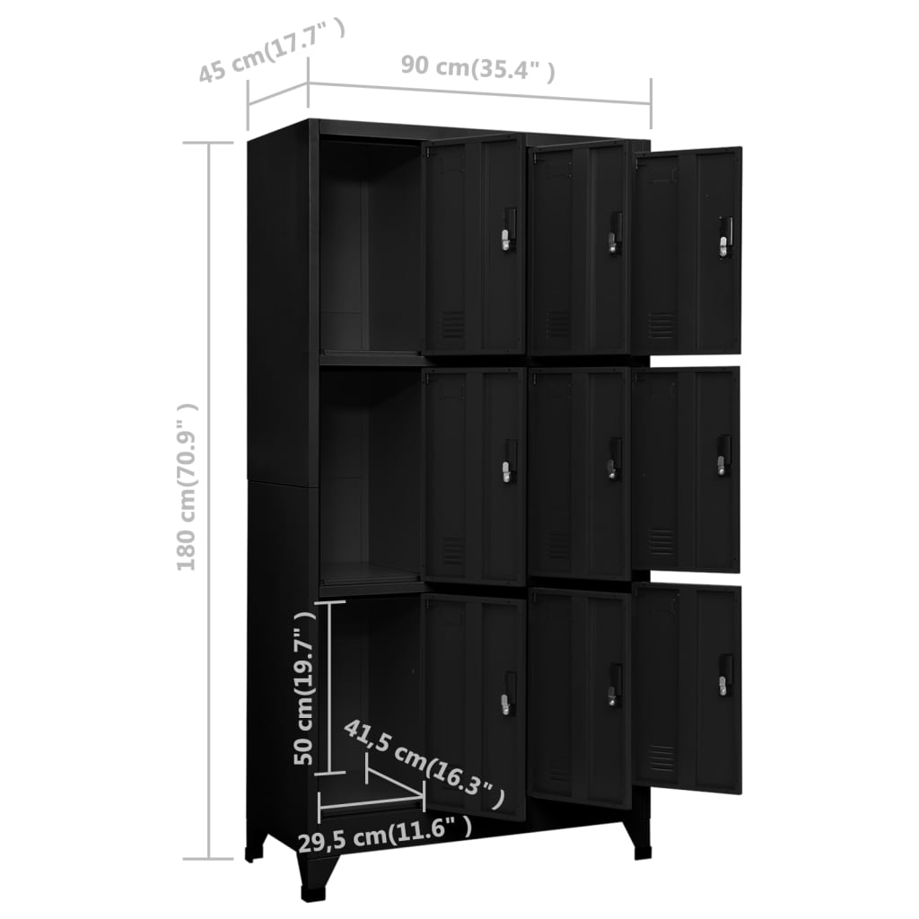 Armoire à casiers Noir 90x45x180 cm Acier - XIOS