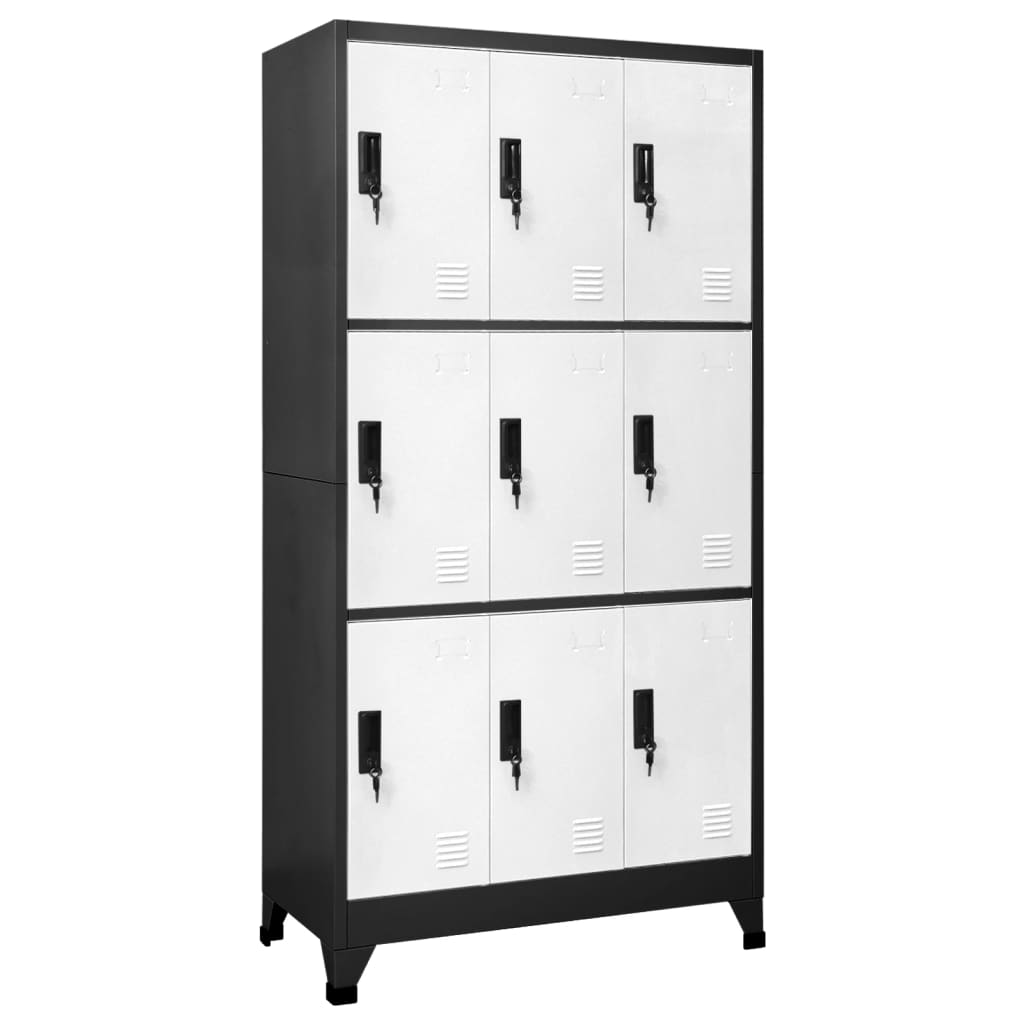 Armoire à casiers Anthracite et blanc 90x45x180 cm Acier - XIOS