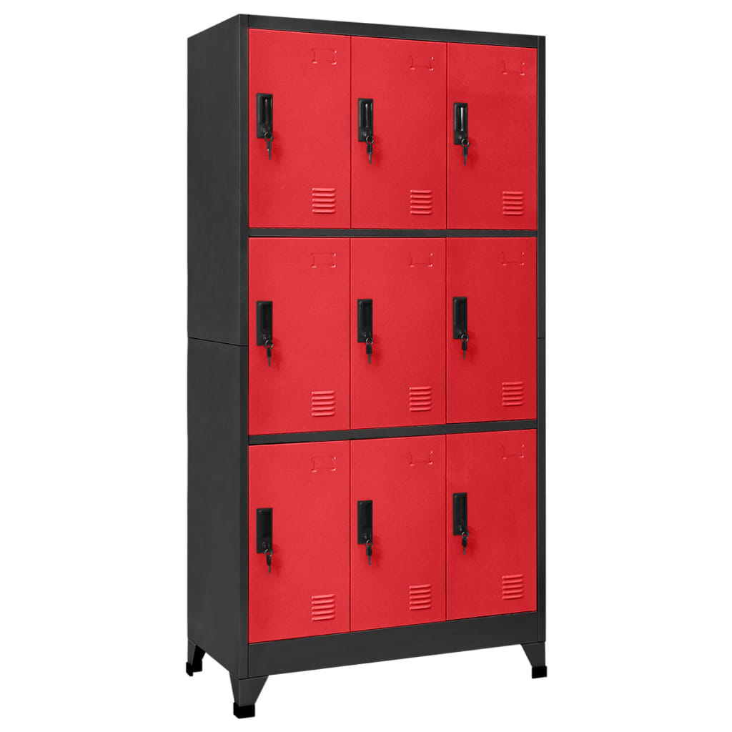 Armoire à casiers Anthracite et rouge 90x45x180 cm Acier - XIOS