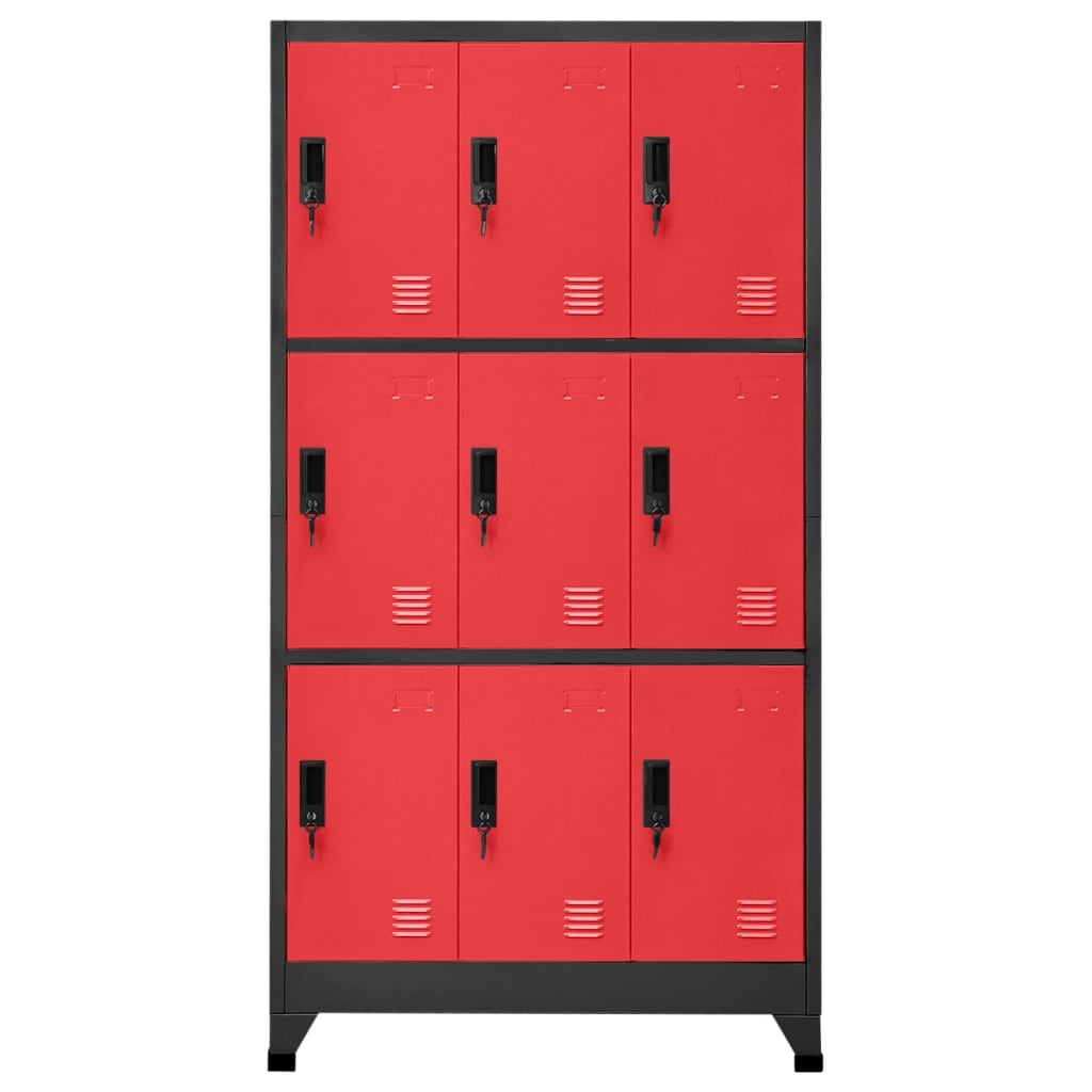 Armoire à casiers Anthracite et rouge 90x45x180 cm Acier - XIOS