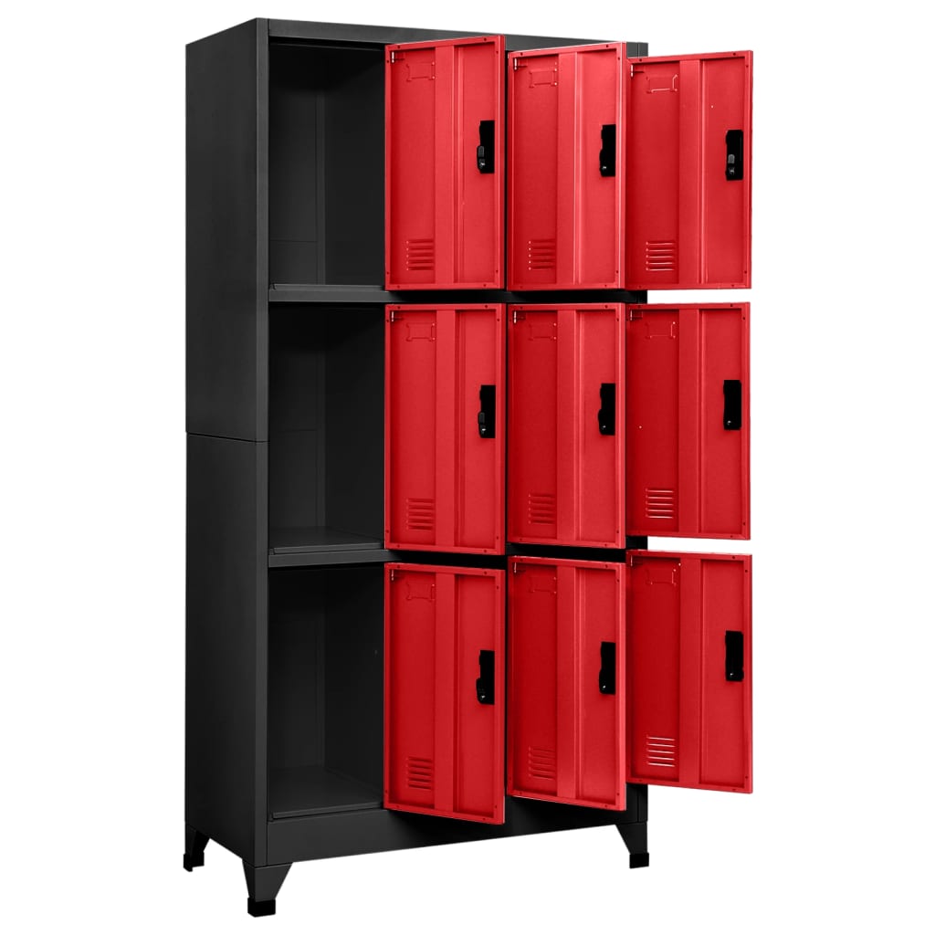 Armoire à casiers Anthracite et rouge 90x45x180 cm Acier - XIOS