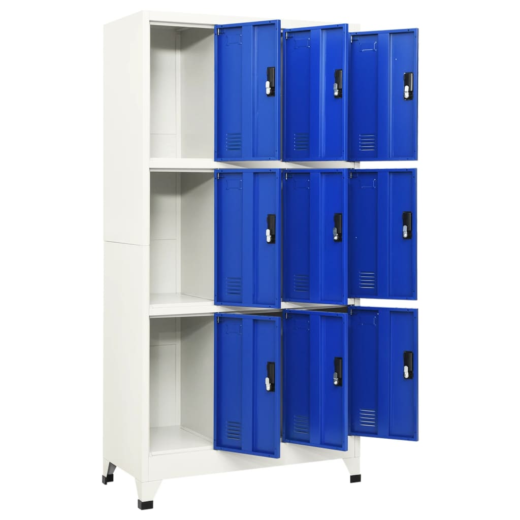 Armoire à casiers Gris et bleu 90x45x180 cm Acier - XIOS