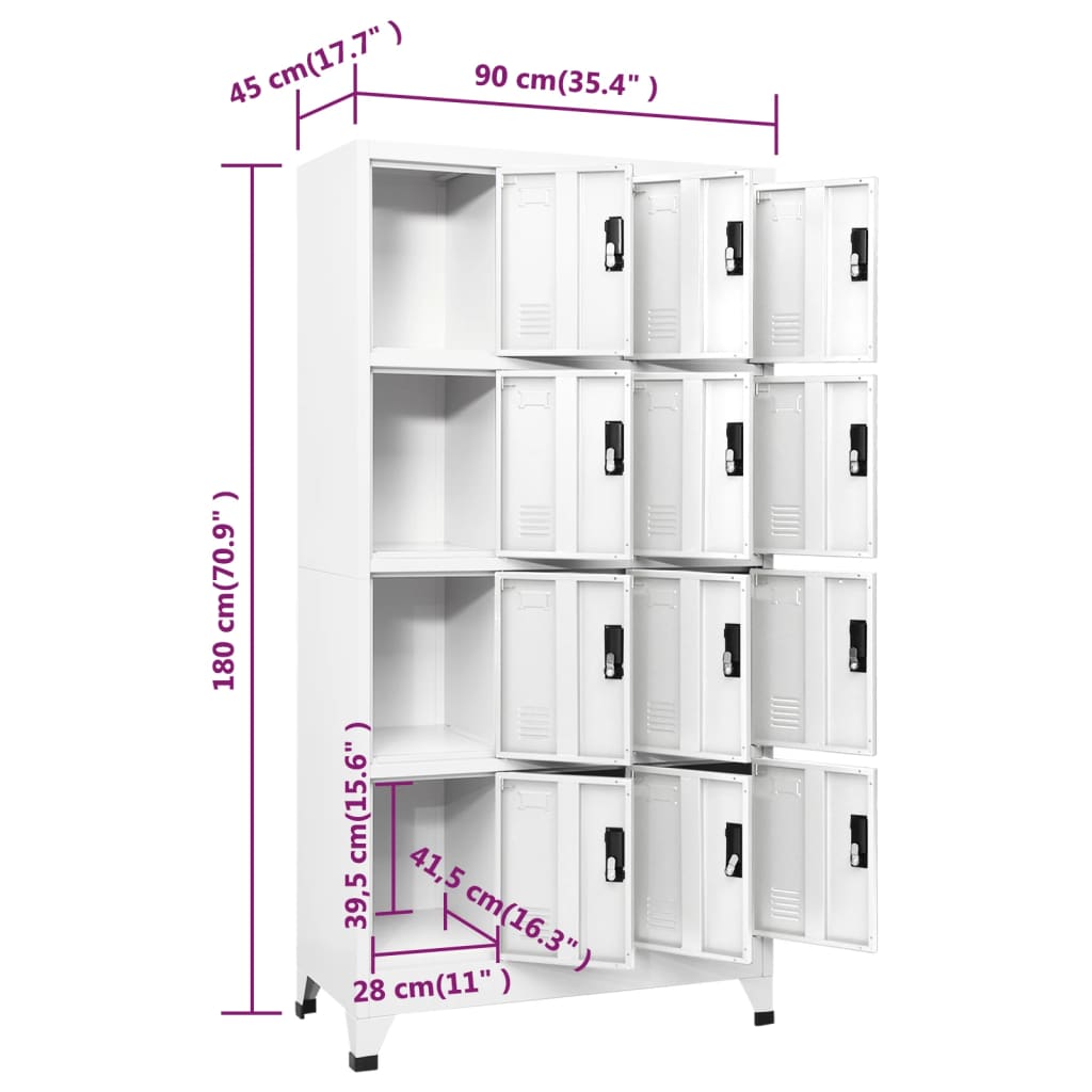 Armoire à casiers Blanc 90x45x180 cm Acier - XIOS