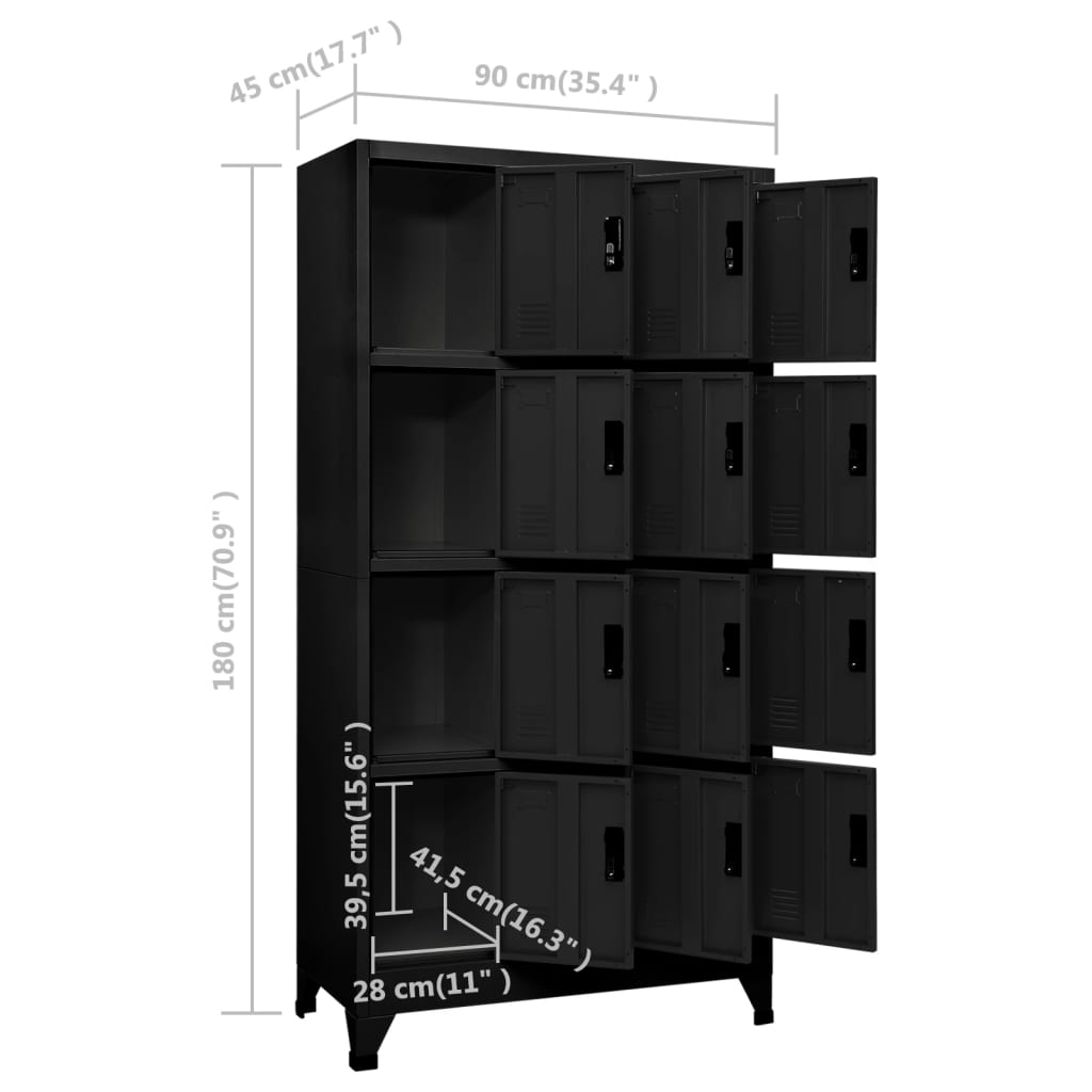 Armoire à casiers Noir 90x45x180 cm Acier - XIOS
