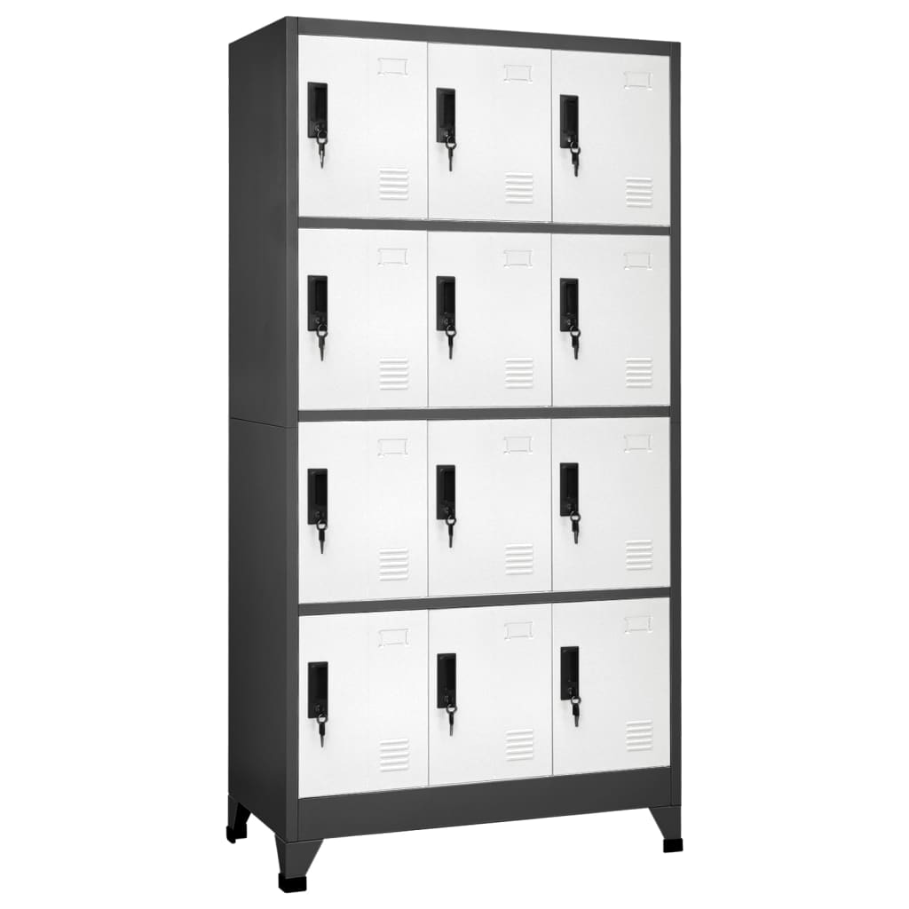 Armoire à casiers Anthracite et blanc 90x45x180 cm Acier - XIOS