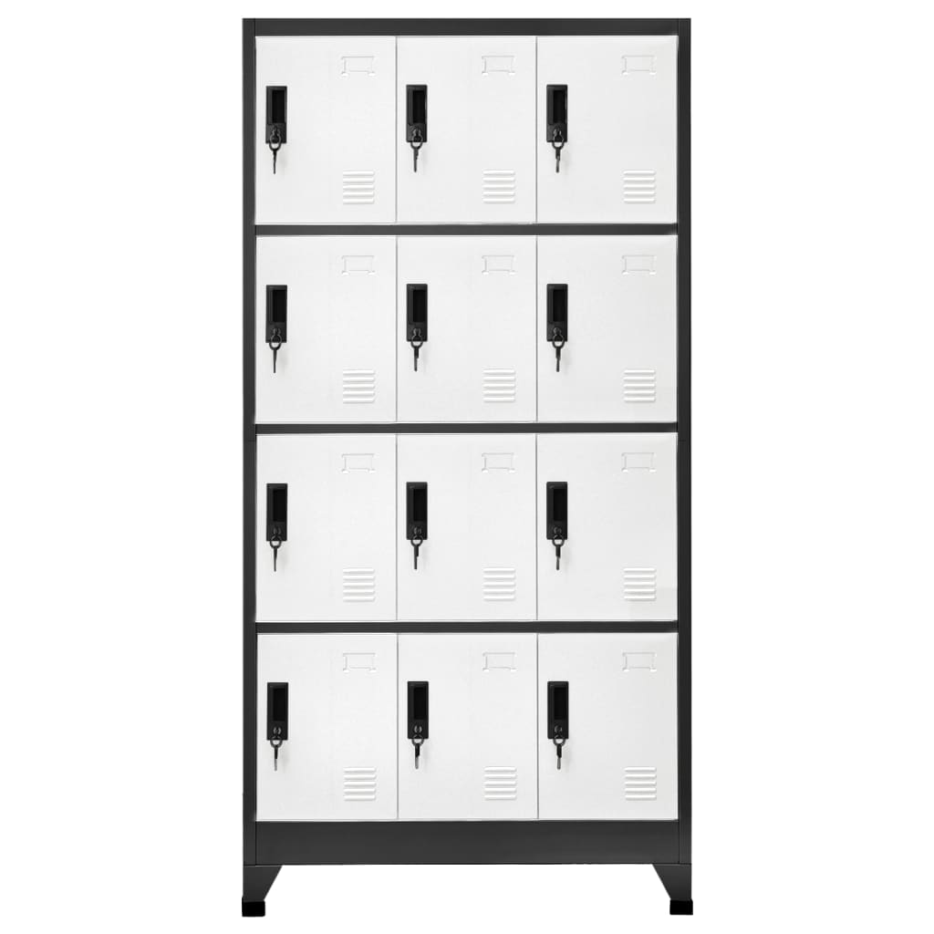 Armoire à casiers Anthracite et blanc 90x45x180 cm Acier - XIOS