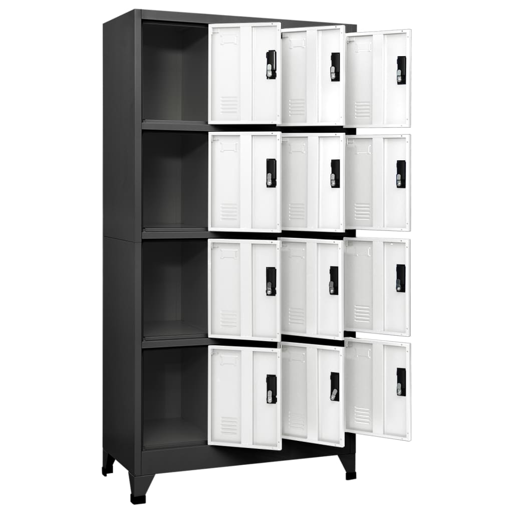 Armoire à casiers Anthracite et blanc 90x45x180 cm Acier - XIOS